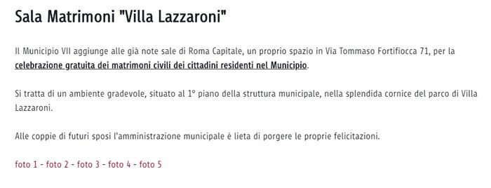 Matrimonio VII Municipio di Roma