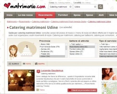 Come suggerisco il link ai fornitori di matrimonio.com? quando si cercano delle location in una prov