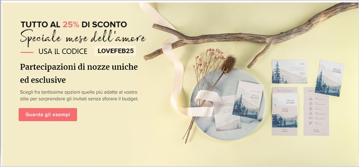 Usa il CODICE e compra PARTECIPAZIONI e articoli di cancelleria con uno SCONTO del 25%! Valido solo 