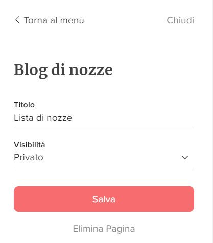 Togliere una sezione dal wedding site? 1