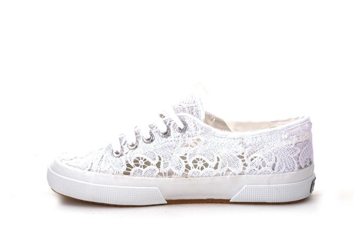 Superga alte store bianche pizzo