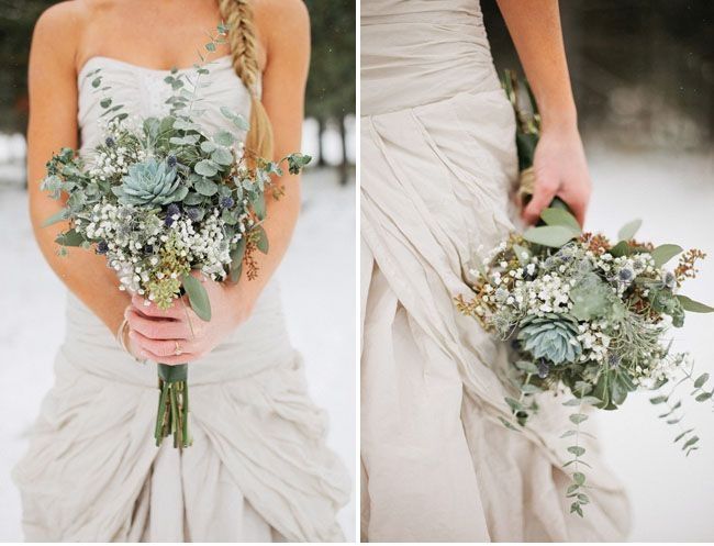 Bouquet da sposa invernale blu e bianco