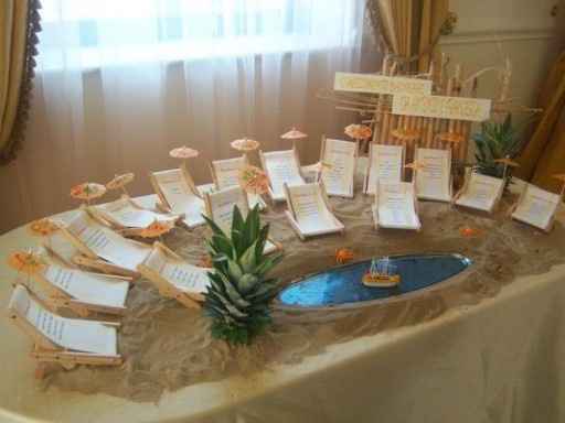 Tableau de mariage tema mare con sdraio