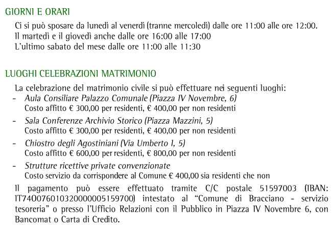 Matrimonio civile ad Anguillara Sabazia :