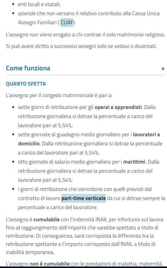 Assegno per congedo matrimoniale