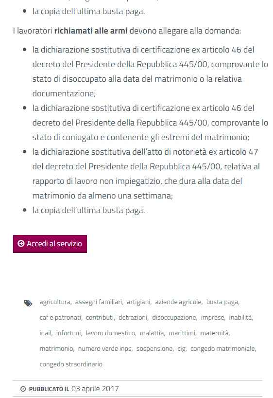 Assegno per congedo matrimoniale