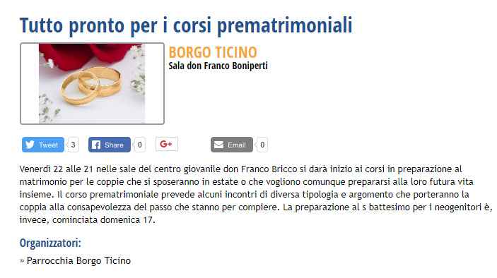 corso prematrimoniale a Borgo Ticino