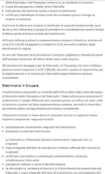 Matrimonio religioso in Italia tra cittadina italiana e cittadino svizzero