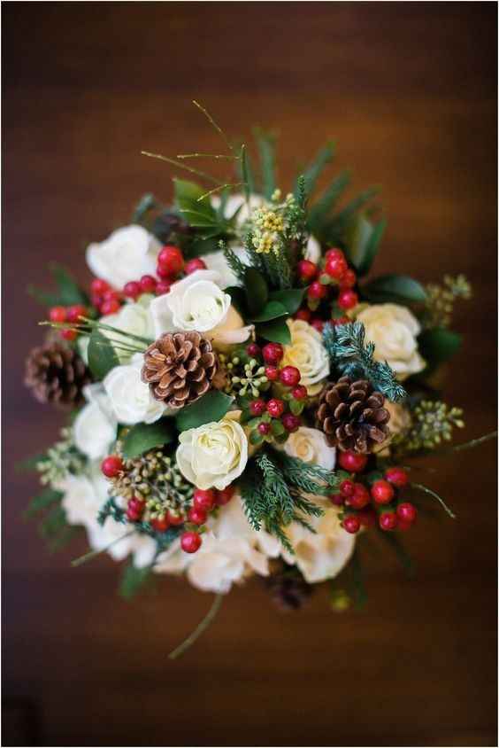 Bouquet da sposa decorazioni natalizie