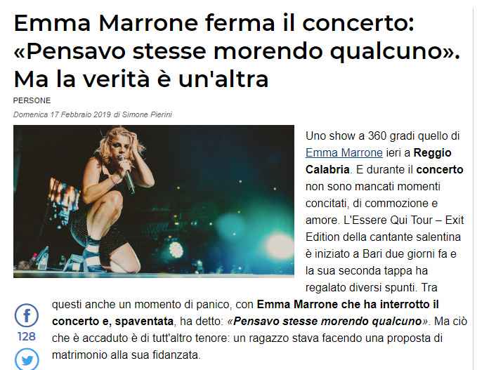 Proposta di matrimonio concerto Emma Marrone