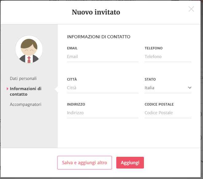 Come aggiungere le informazioni di contatto di un invitato