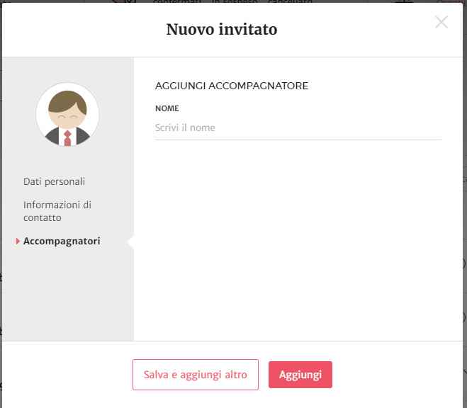 Come aggiungere un accompagnatore di un invitato