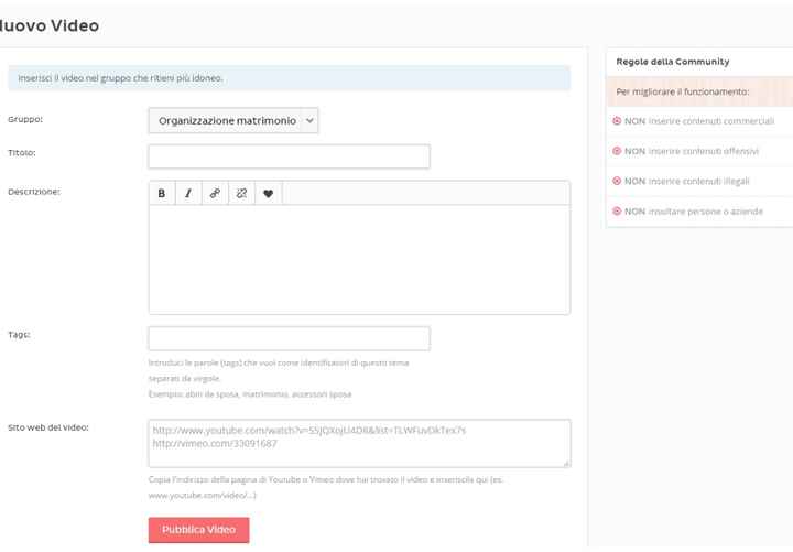Come caricare un video sul forum di Matrimonio.com