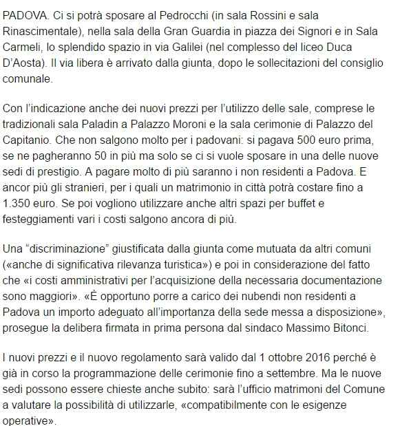 sale matrimonio civile Padova