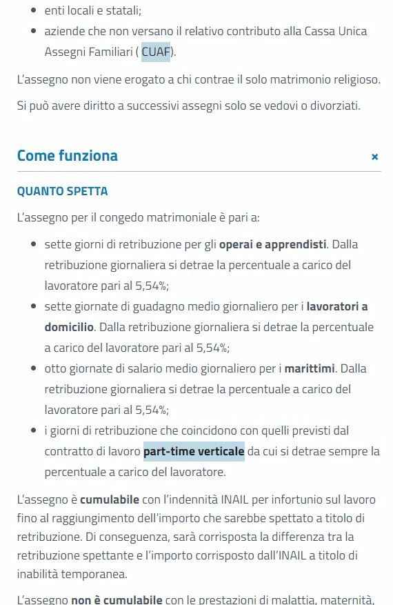 Assegno per congedo matrimoniale