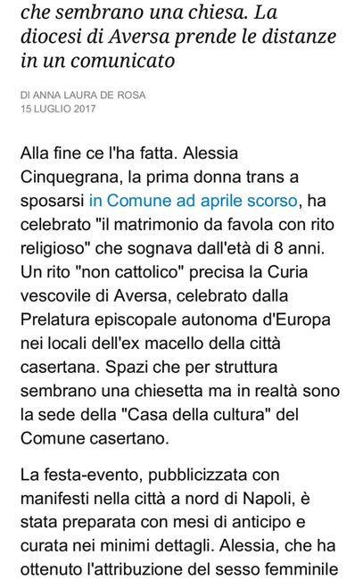 Prima sposa trans si sposa ad Aversa
