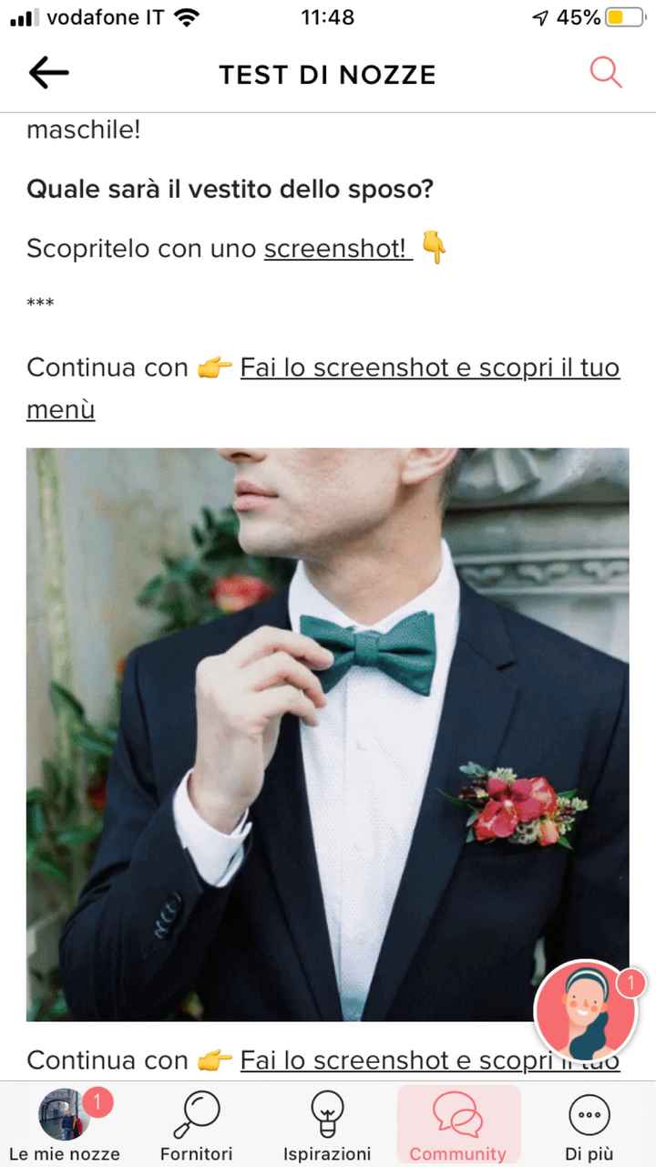 Fai lo screenshot e scopri il vestito dello sposo - 1