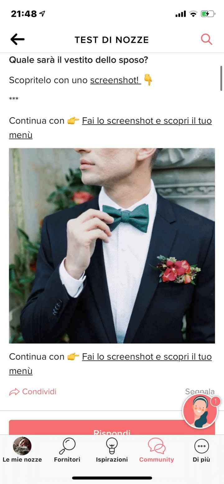 Fai lo screenshot e scopri il vestito dello sposo - 1