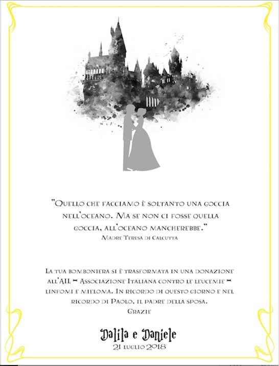 pergamena che accompagna il boccino d'oro