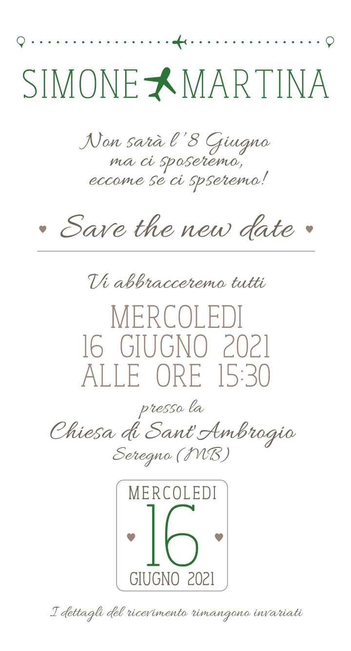 Save the Date per rinvio nozze - 1