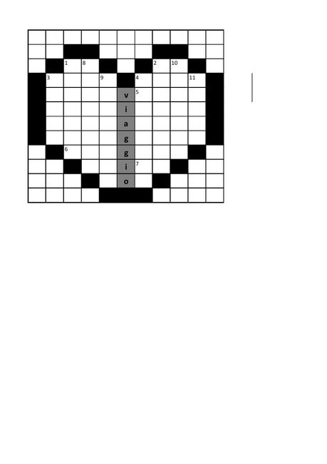 Ovviamente il cruciverba si presenterà così (vuoto), con sotto le domande