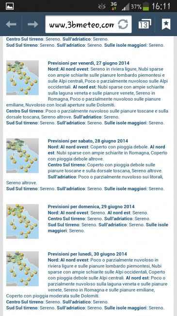 Aggiornamento meteo 28 giugno - 1