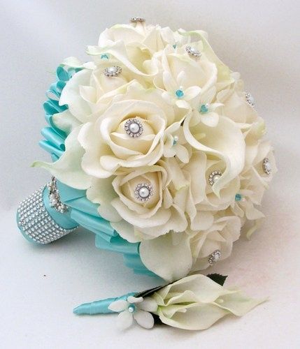 il bouquet della sposa, gioiello, colore tiffany 5