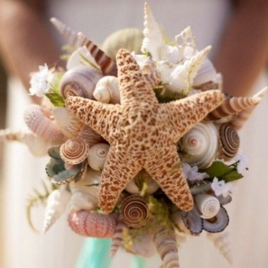 il bouquet della sposa, marino , di conchiglie