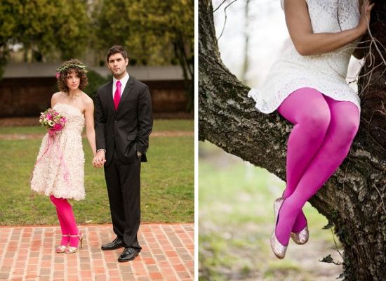 accessori da sposa - calze, abito corto, calza fantasia 2