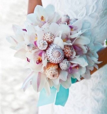 il bouquet della sposa, marino , di conchiglie