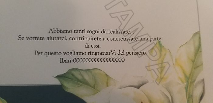 Su la Partecipatzione scriverete il codice Iban? 1