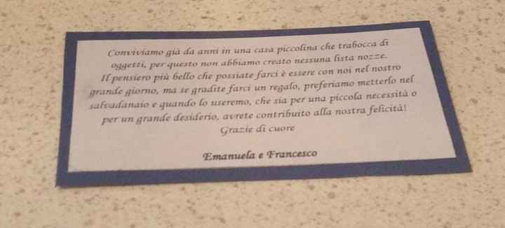 bigliettino "richiesta in busta"