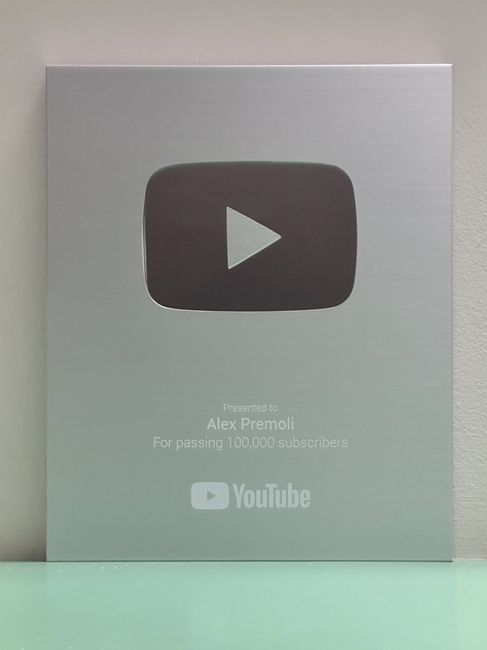 🏆 YouTube “Silver” Creator Award for passing 100,000 subscribers
