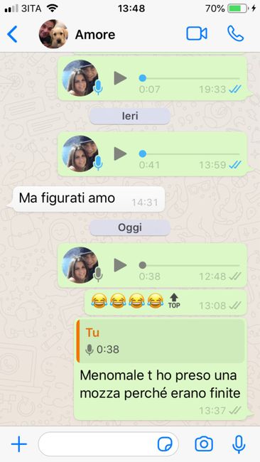 Condividi lo screenshot dell'ultimo messaggio che vi siete inviati 3