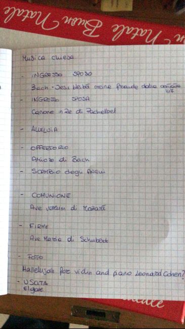 Scaletta musicale in tema con la chiesa 1