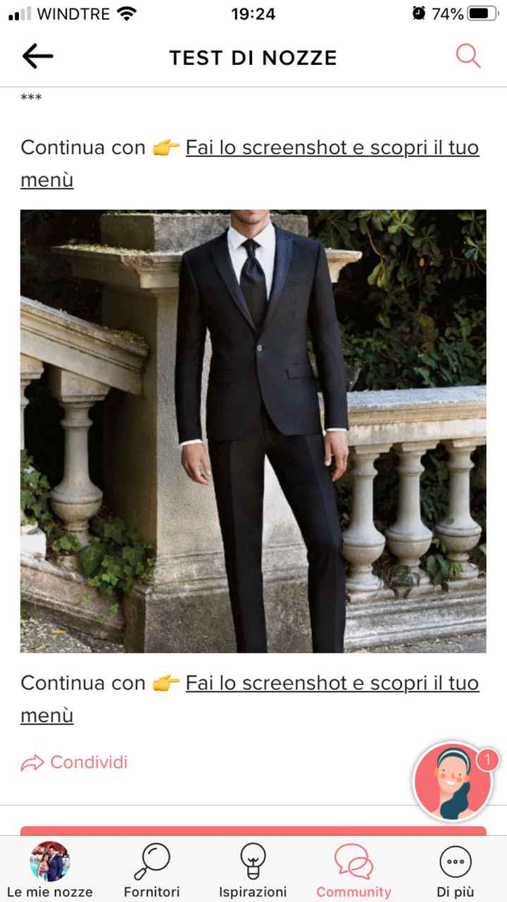 Fai lo screenshot e scopri il vestito dello sposo - 1