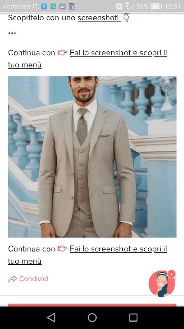 Fai lo screenshot e scopri il vestito dello sposo 31