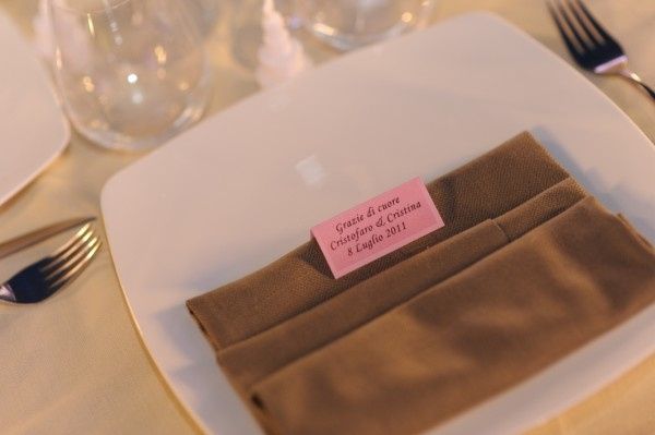 Bigliettino di ringraziamenti e segna posto