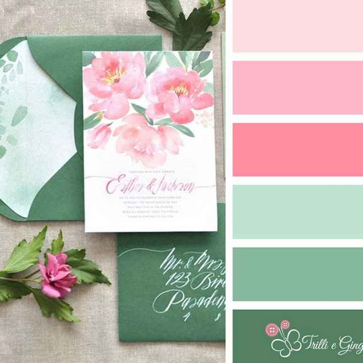 Bouquet e decorazioni verde petrolio e rosa - 1