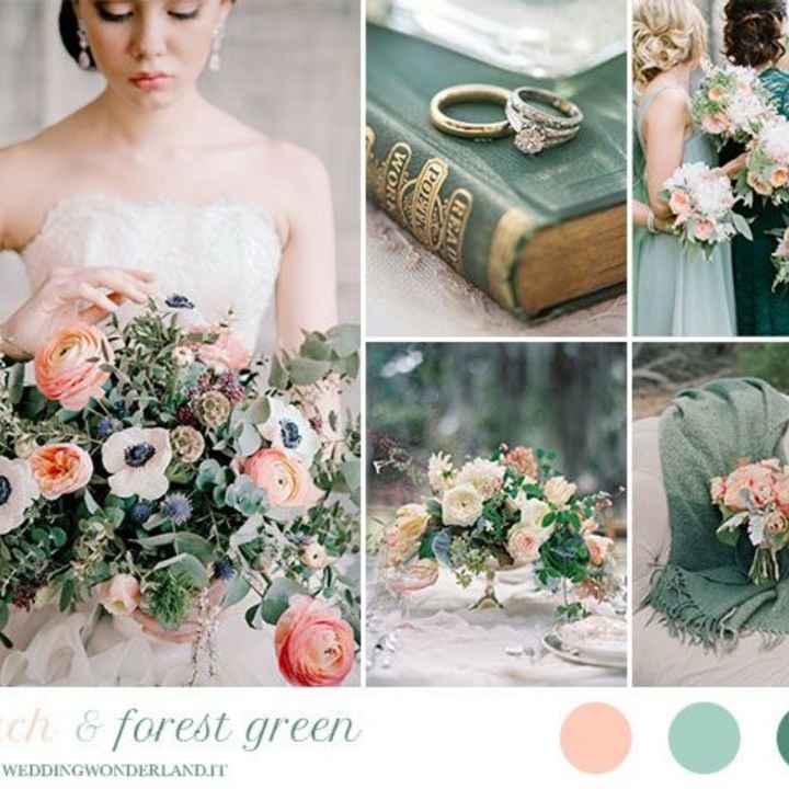 Bouquet e decorazioni verde petrolio e rosa - 2