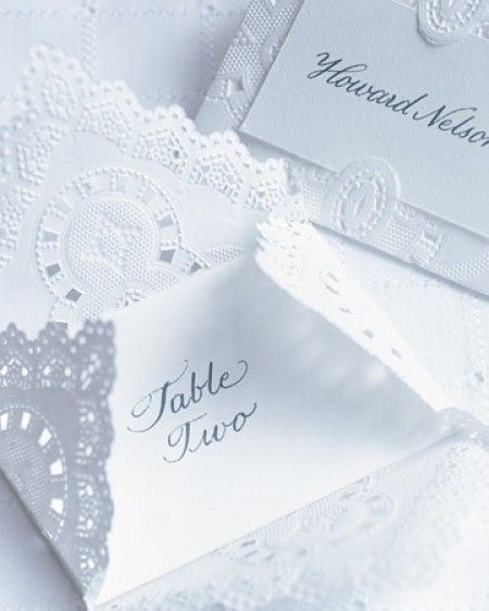 segnaposto tema matrimonio romantico con pizzo