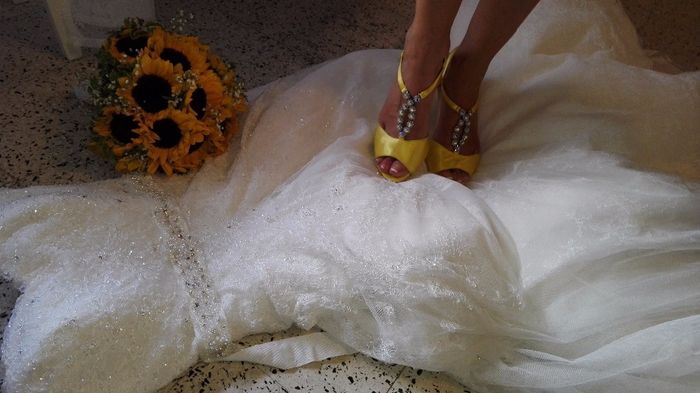 scarpe, abito, bouquet