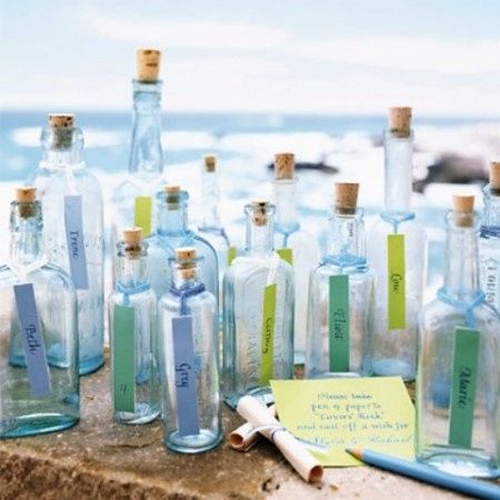 escort card message in a bottle