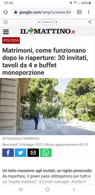Domani 20/05: linee guida delle Regioni per i matrimoni 1