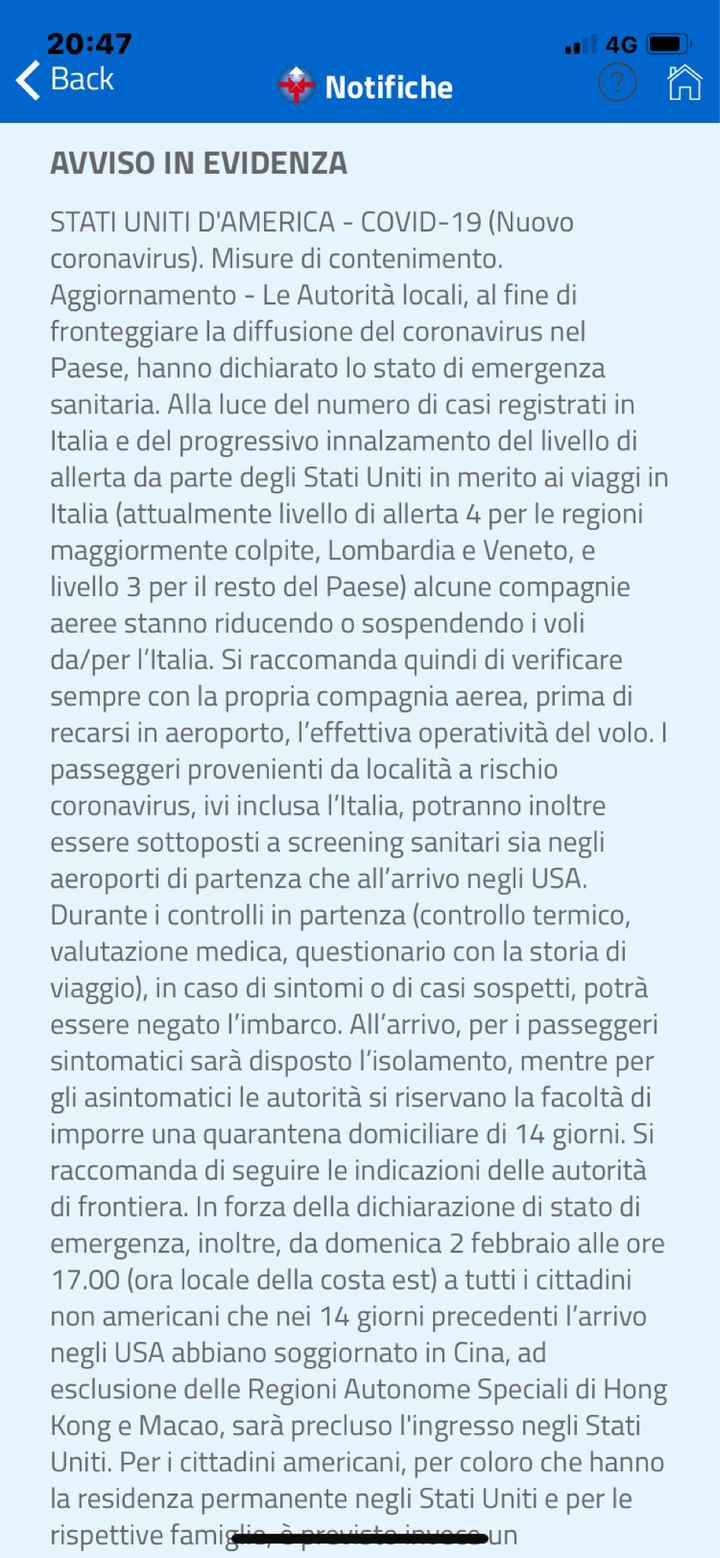 Aggiornamento Farnesina voli usa - 2