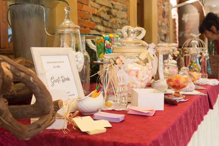 Confettata/candybar e Guess book in barattolo allestiti dalla mia mamma!! 
