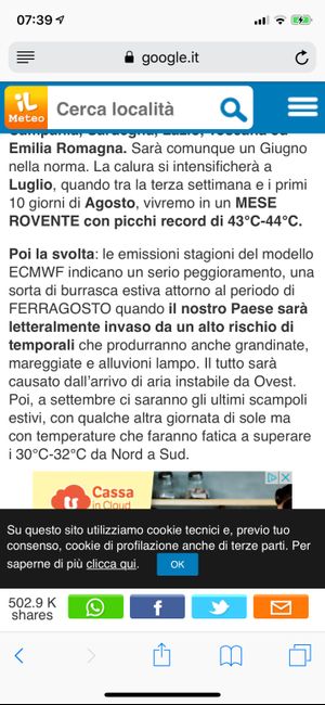 Meteo Settembre 2019 - 2