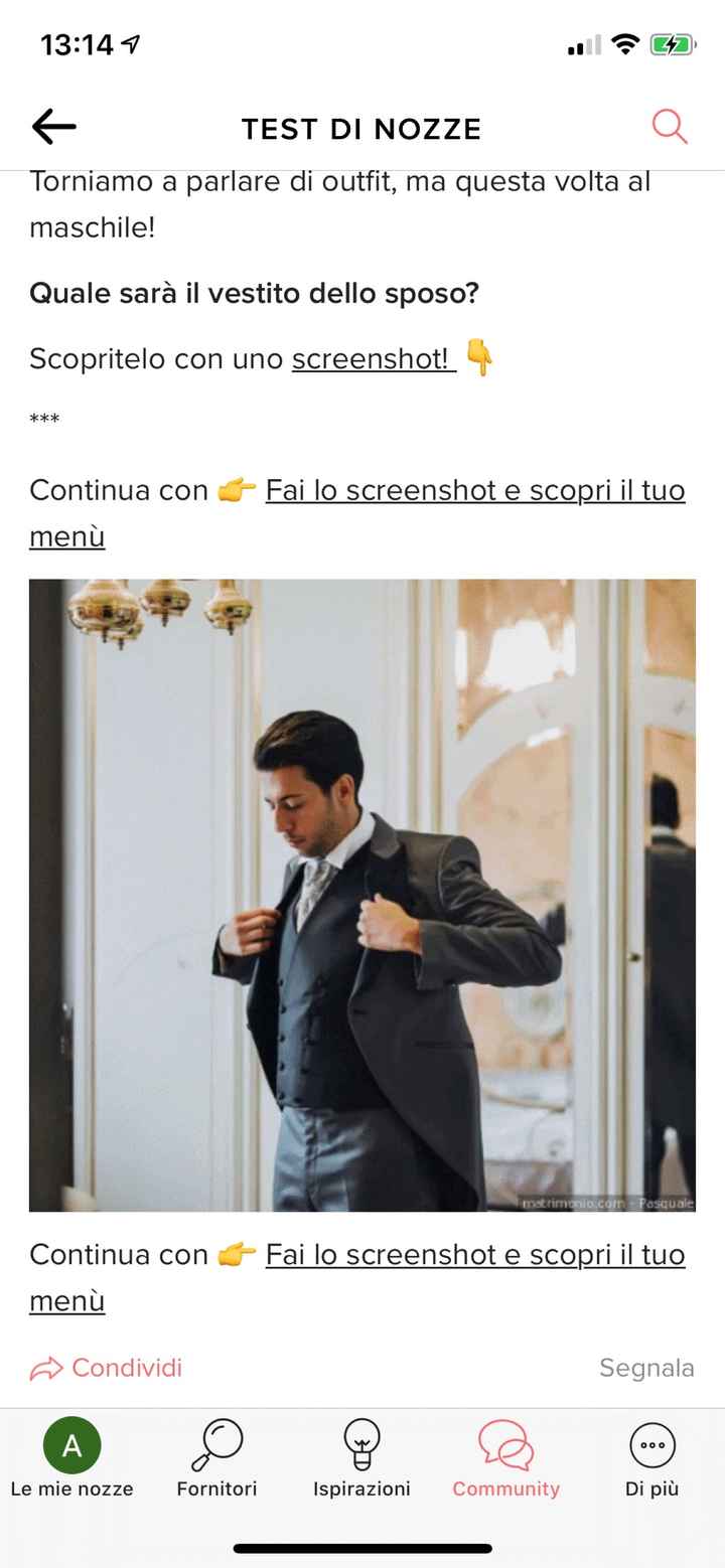Fai lo screenshot e scopri il vestito dello sposo - 1