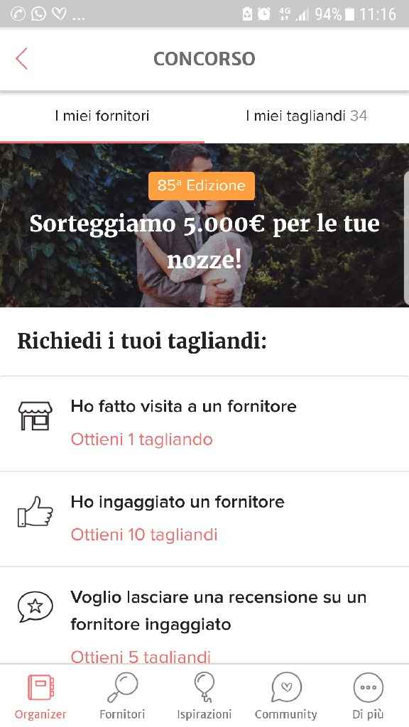 Concorso vonci 5000 € per il tuo matrimonio - 1