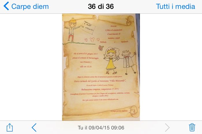 Partecipazione - l'ha fatta il ns bimbo. ha invitato lui alla grande gioia di avere la sua famiglia 